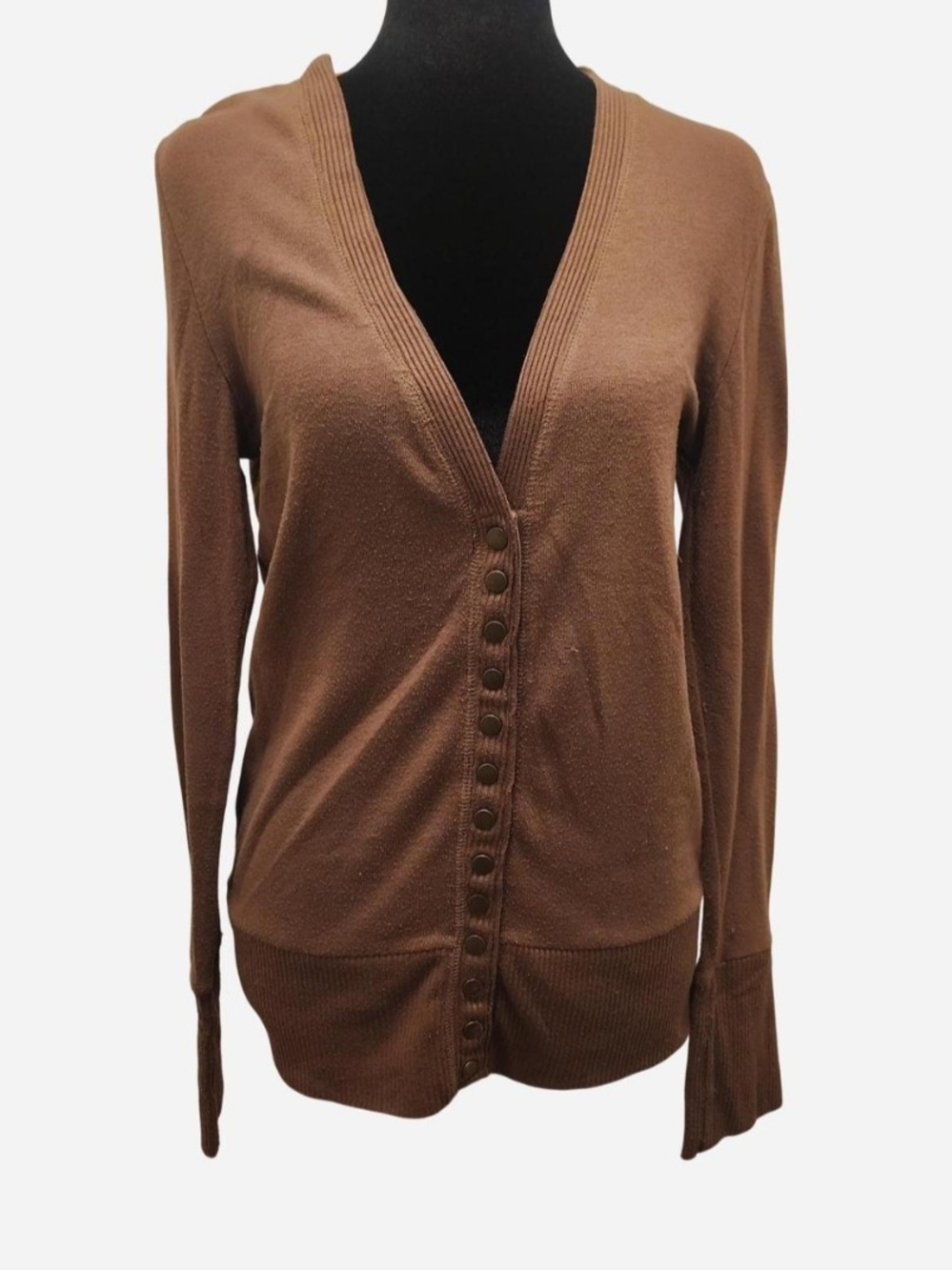 Zenana Outfitters Brown V-Neck Button-Front Sweater